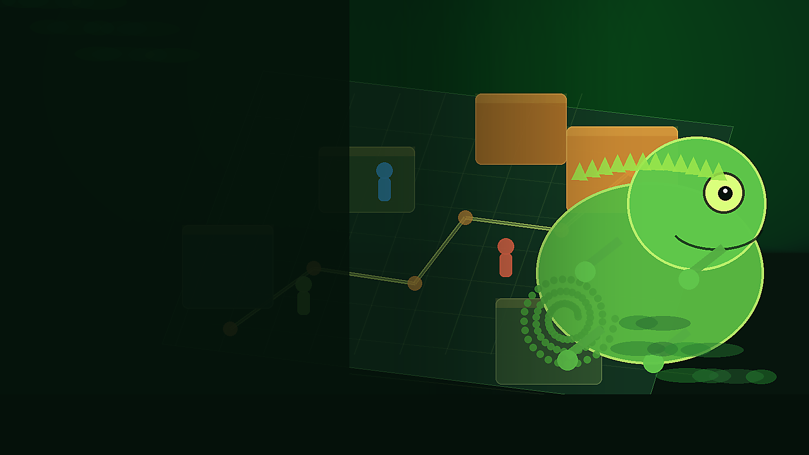Stylized chameleon hiding on a multiplayer map